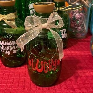 Gold Lucky Green Barrel Lantern